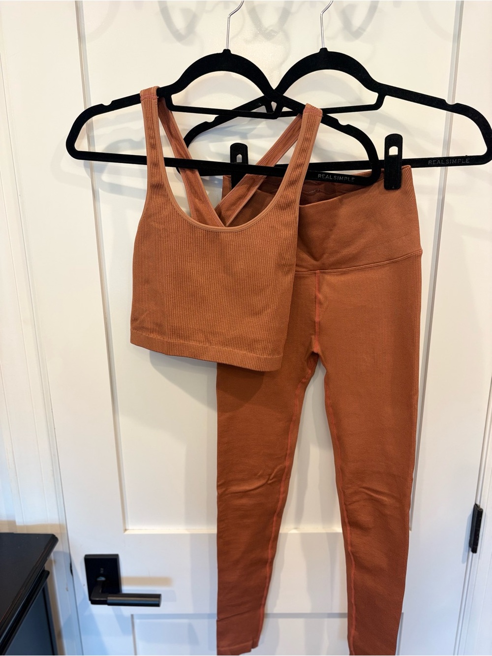 Spiritual Gangster Ribbed Crop Tank & High-Waist Leggings Set - Rust